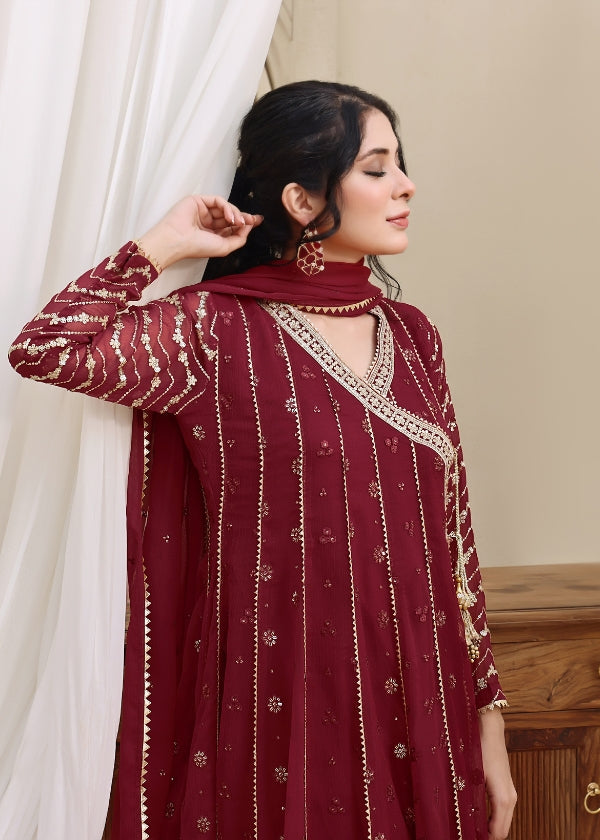 Mehvish-Maroon 3 pieces By Dilruba