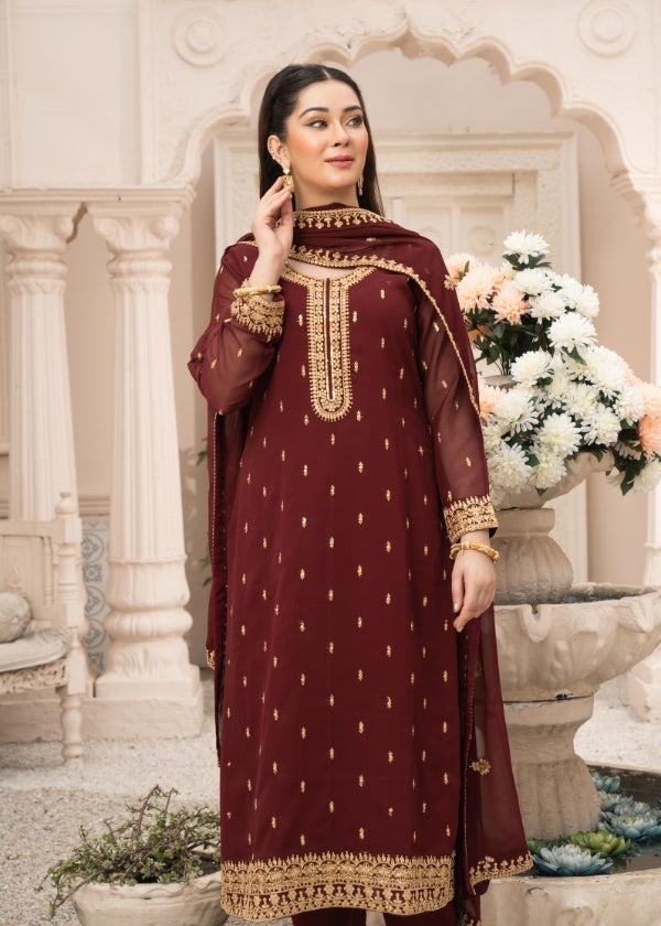 Sitara-Maroon 3 pieces By Mehrunissa