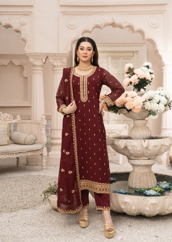 Sitara-Maroon 3 pieces By Mehrunissa